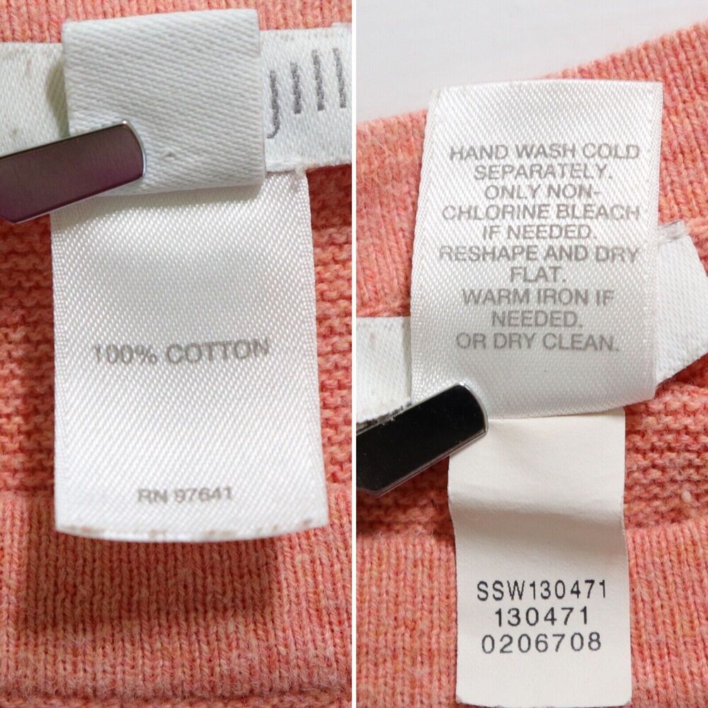J Jill Size M Cotton Fine Knit Sweater Drop Shoulder Peach Pink - Picture 9 of 9